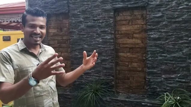 ඔබේ පව්ලේ නිදහසට සුන්දර දියඇලි නිර්මාණ​ Modern waterfall design – screen water feature with stones